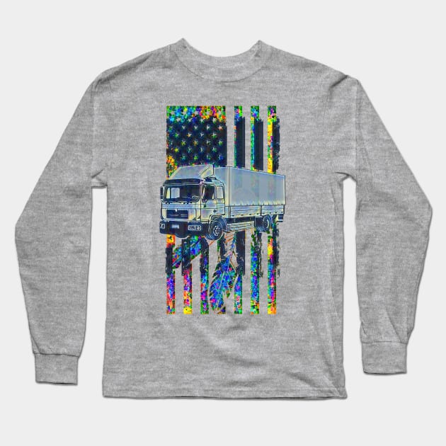 Semi Truck feather flag Long Sleeve T-Shirt by PersianFMts